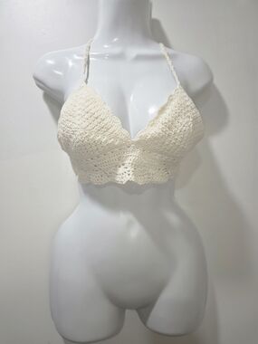 Cream Crochet Bralette Bikini Top Size- Small